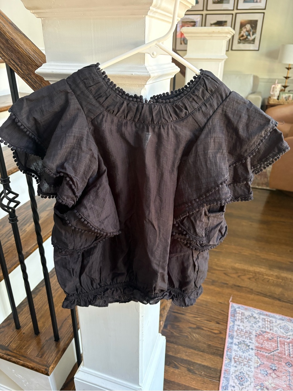 Sabina Musayev Black Ruffle-Sleeve Blouse